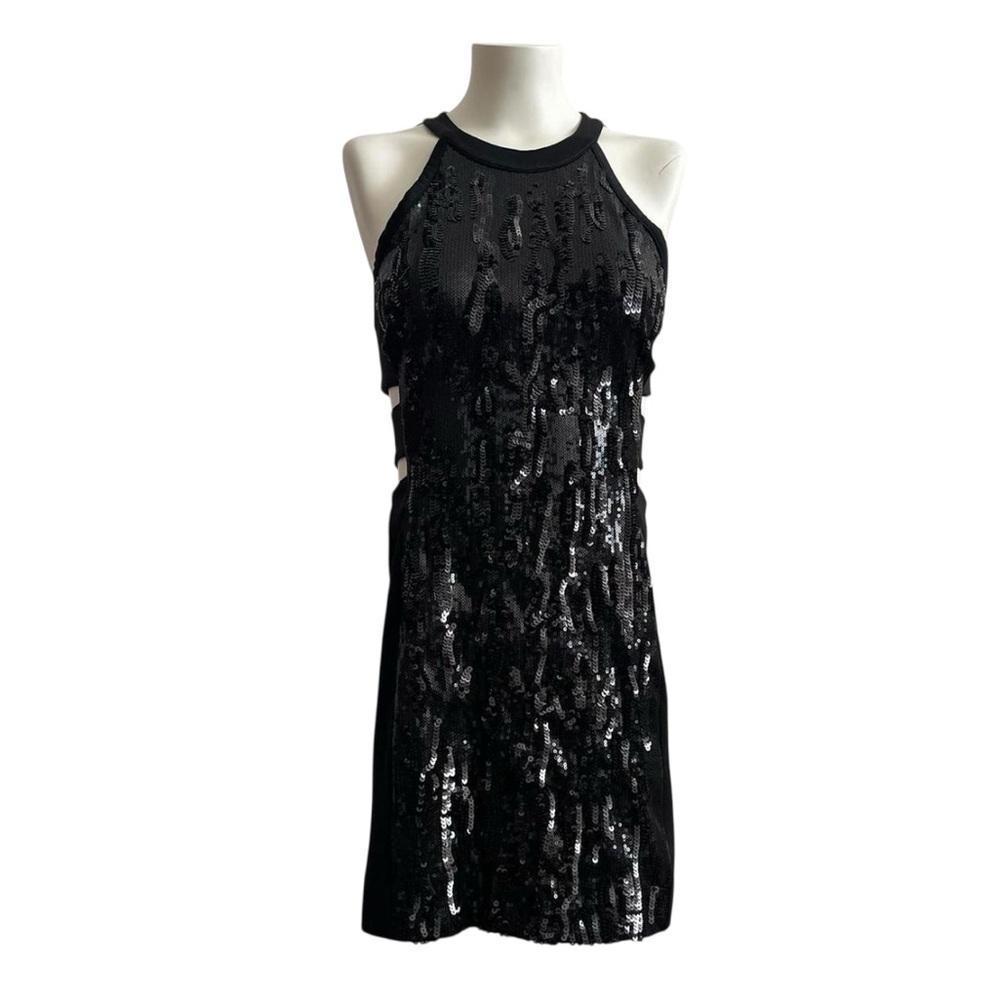 Bebe Black Halter Textured Sequin
Bodycon Cut Out Mini Dress Cocktail Holiday